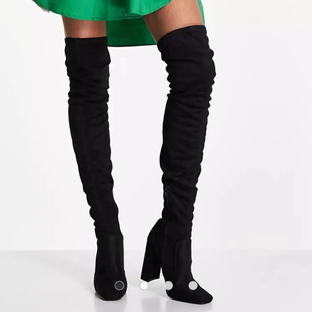 ASOS cream soft velour block heel over the knee boots size 5 - Picture 9 of 9